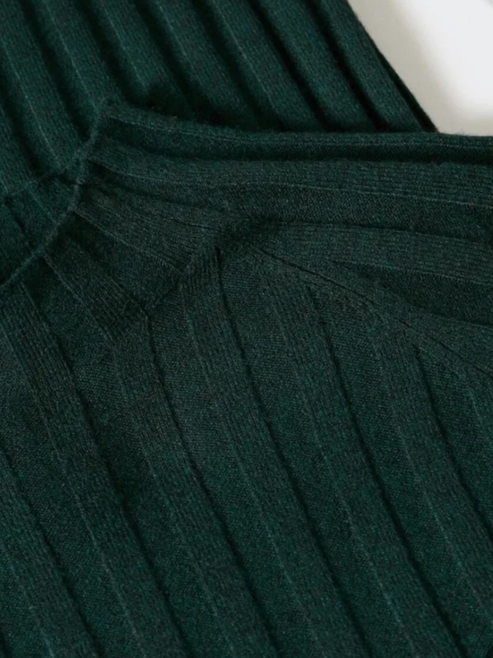 Mango dark green wide-ribbed top - Picture 3 of 6